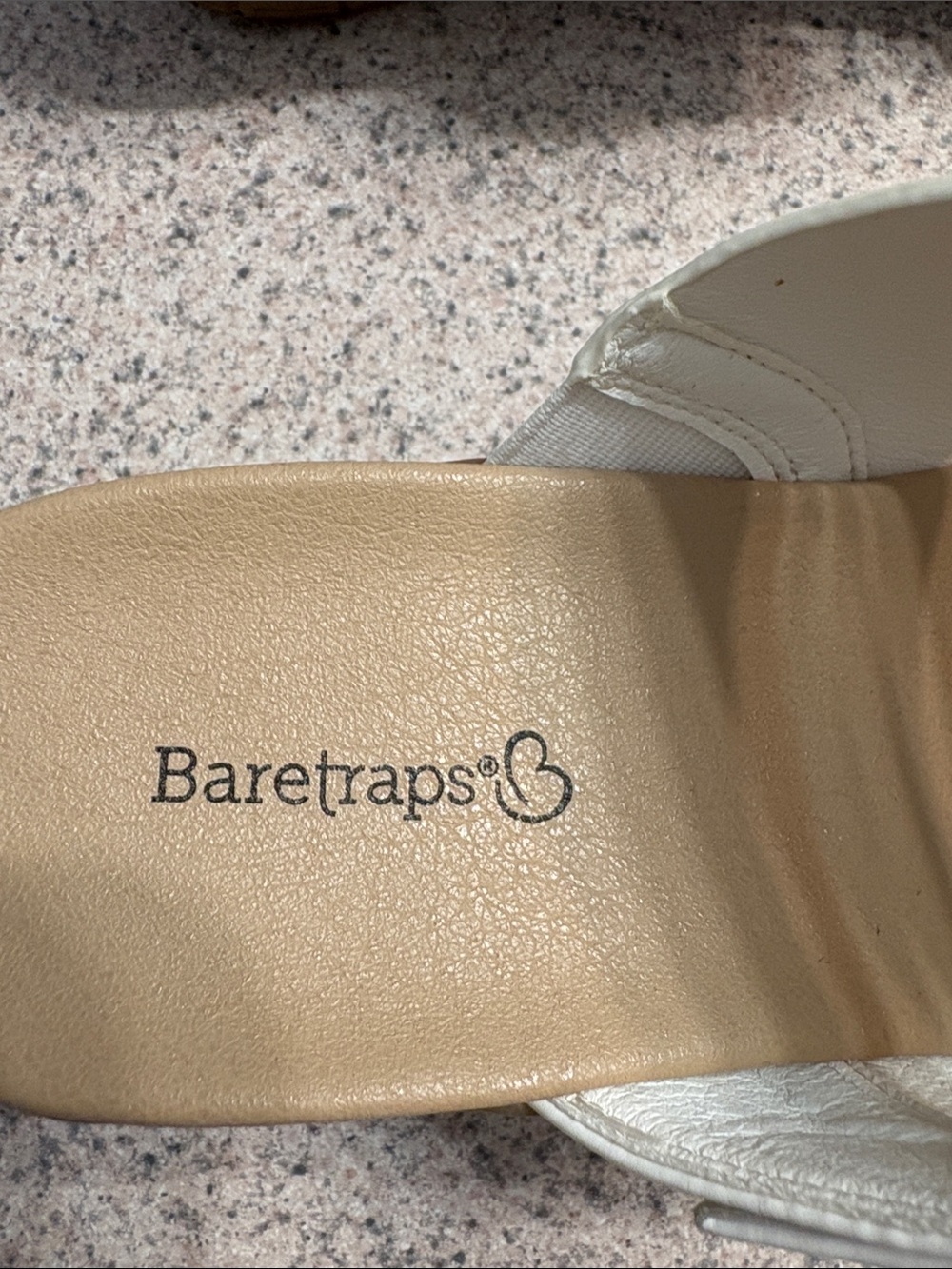BareTraps White Strappy Slide Sandals with Tan Footbed - Picture 2 of 8